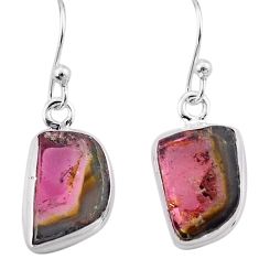 5.92cts natural watermelon tourmaline 925 sterling silver dangle earrings t82930