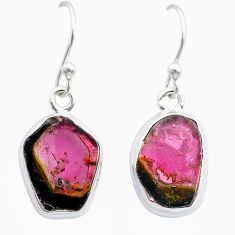 6.73cts natural watermelon tourmaline 925 sterling silver earrings d50139