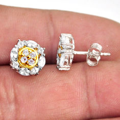 2.89cts natural white crystal 925 sterling silver gold stud earrings y76126