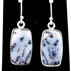 10.75cts natural white dendrite opal (merlinite) silver dangle earrings t60871