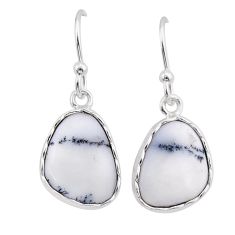 6.16cts natural white dendrite opal (merlinite) silver dangle earrings y62705