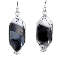 13.52cts natural white dendrite opal (merlinite) silver dangle earrings y72951