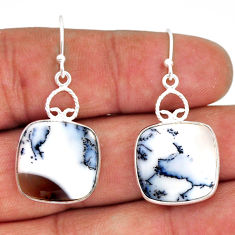 11.64cts natural white dendrite opal (merlinite) silver dangle earrings y77216
