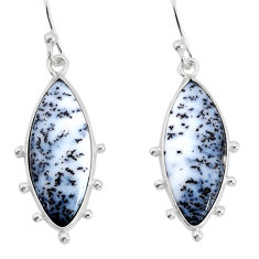 9.77cts natural white dendrite opal (merlinite) silver dangle earrings y77287