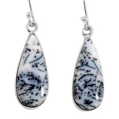 11.66cts natural white dendrite opal (merlinite) silver dangle earrings y79973