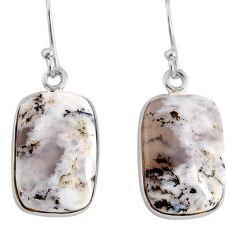 14.90cts natural white dendrite opal (merlinite) silver dangle earrings y80001