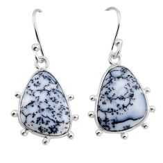 8.57cts natural white dendrite opal (merlinite) silver dangle earrings y82457