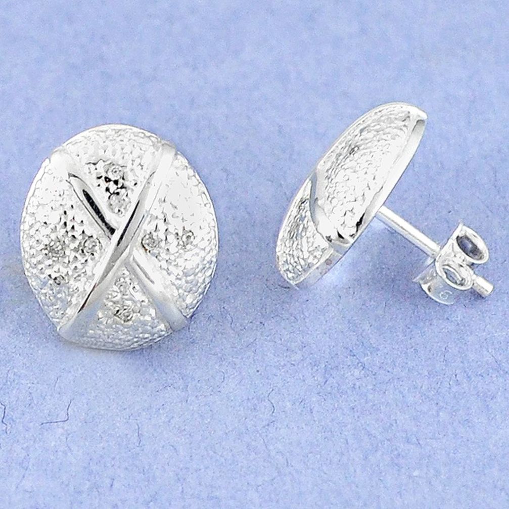 Natural white diamond 925 sterling silver stud earrings jewelry c20671