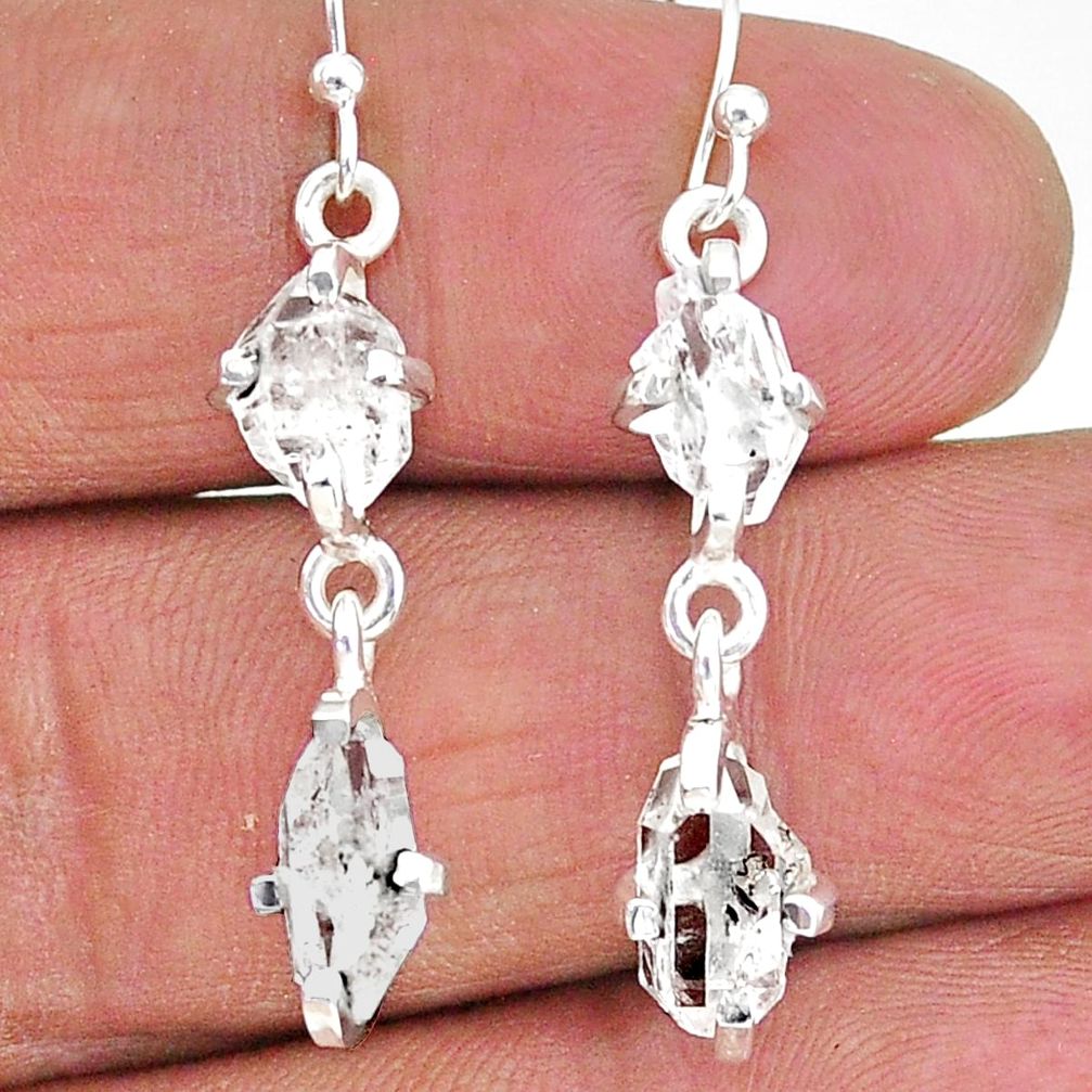 8.50cts natural white herkimer diamond 925 silver dangle earrings jewelry t14478