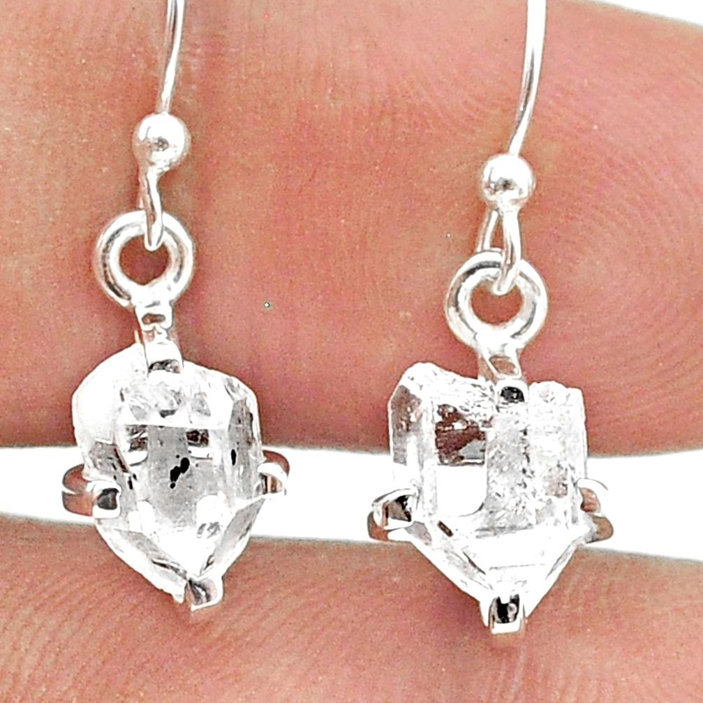 5.28cts natural white herkimer diamond 925 silver dangle earrings jewelry t50790