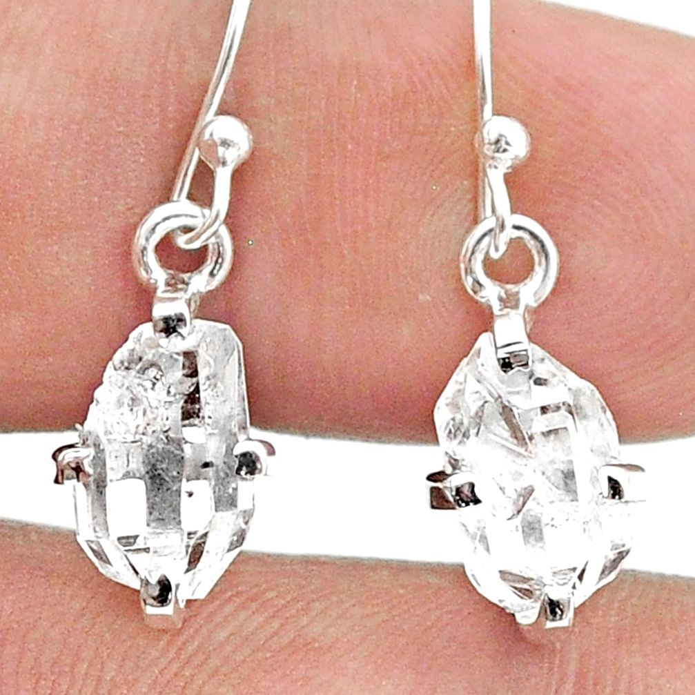 5.28cts natural white herkimer diamond 925 silver dangle earrings jewelry t50794