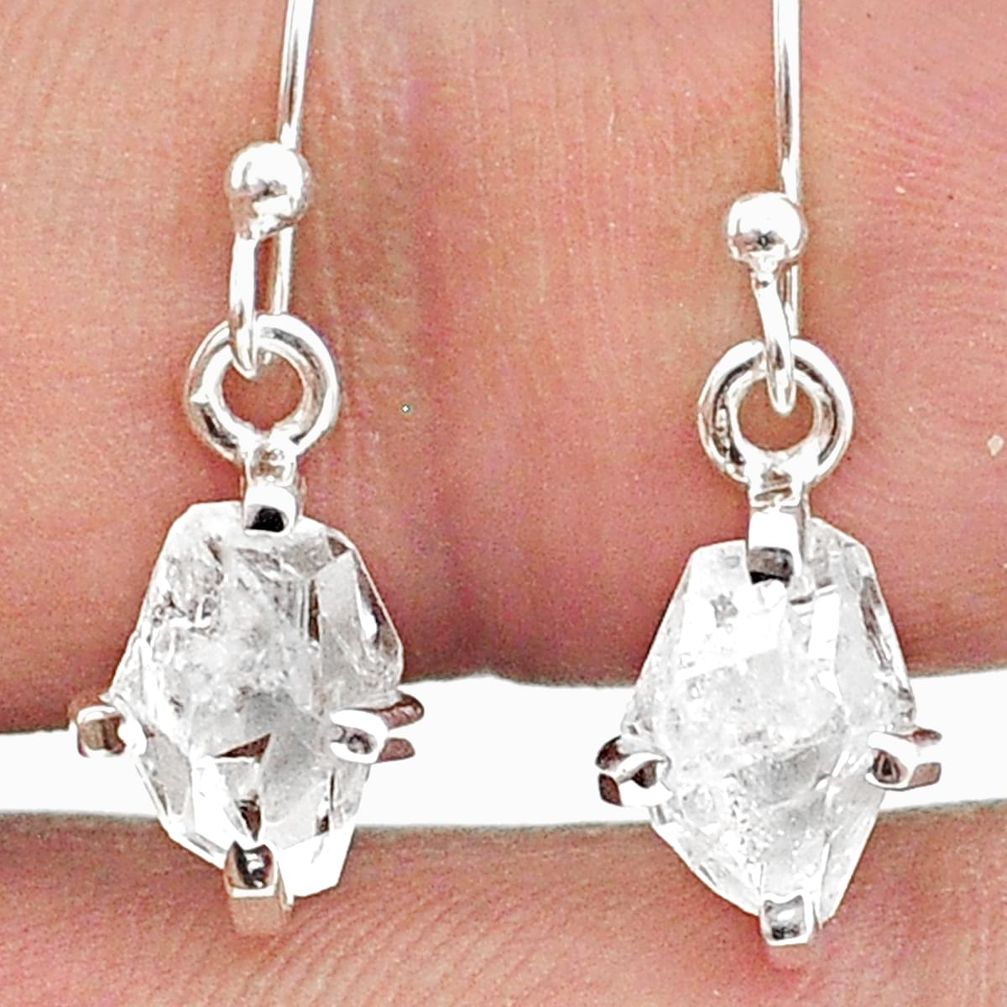 4.37cts natural white herkimer diamond 925 silver dangle earrings jewelry t50797