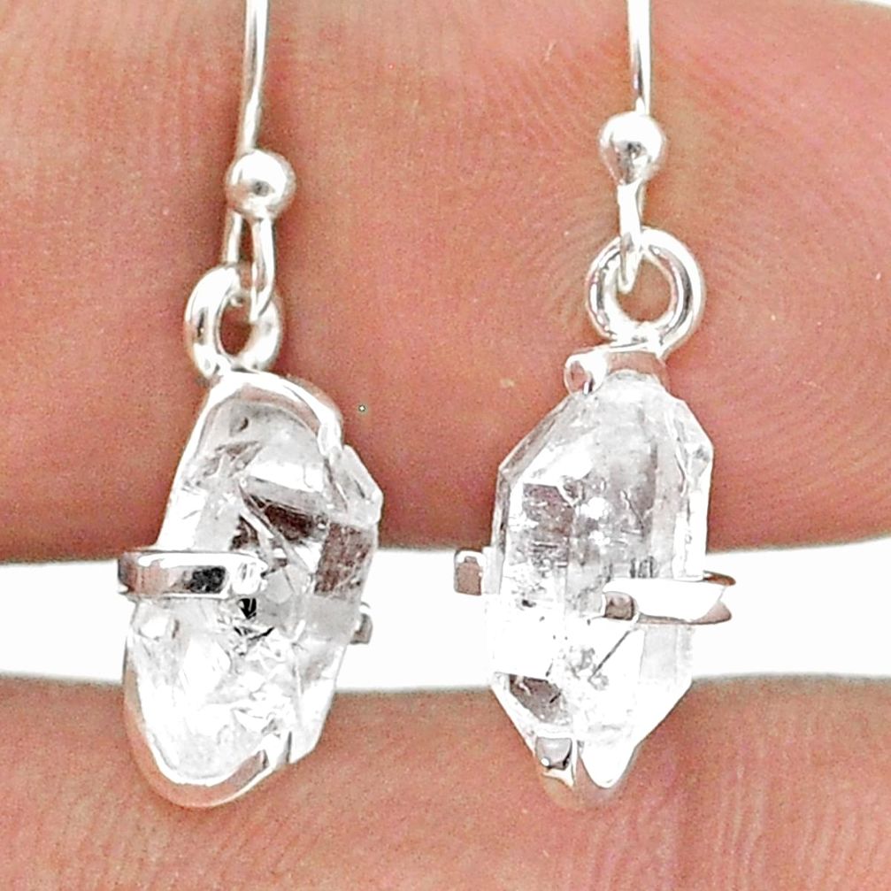 5.28cts natural white herkimer diamond 925 silver dangle earrings jewelry t50798