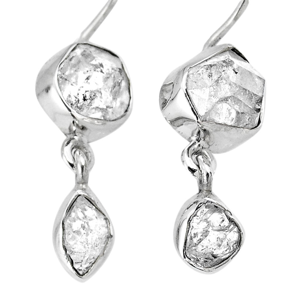 12.96cts natural white herkimer diamond 925 silver dangle earrings r61486