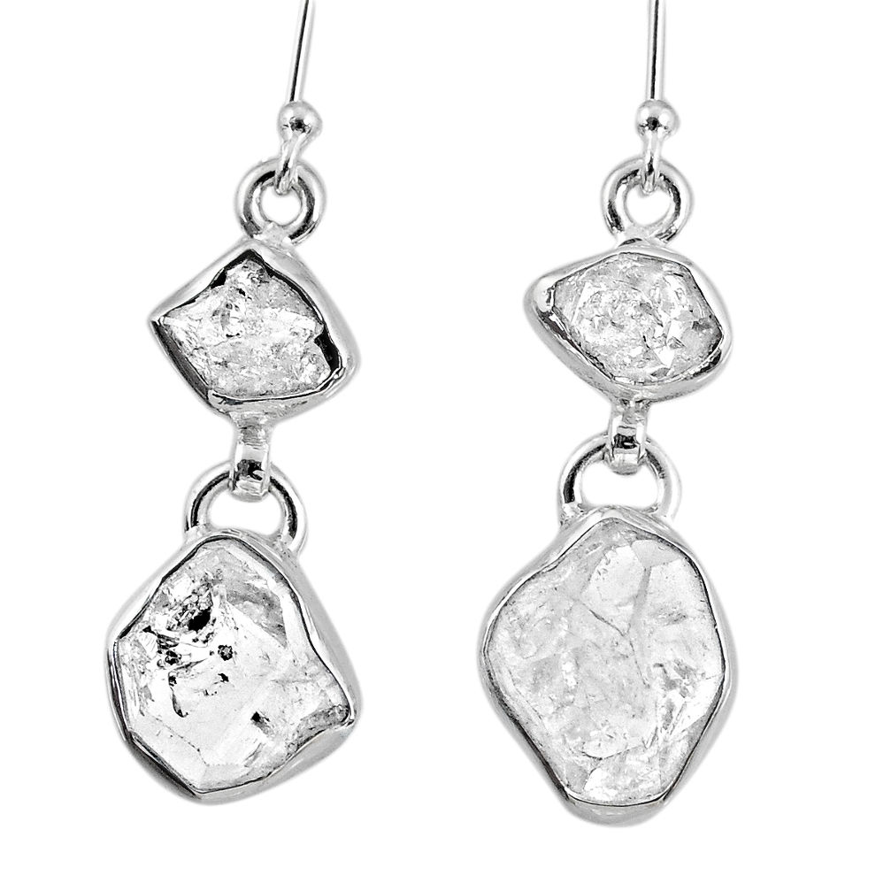 12.91cts natural white herkimer diamond 925 silver dangle earrings r61494