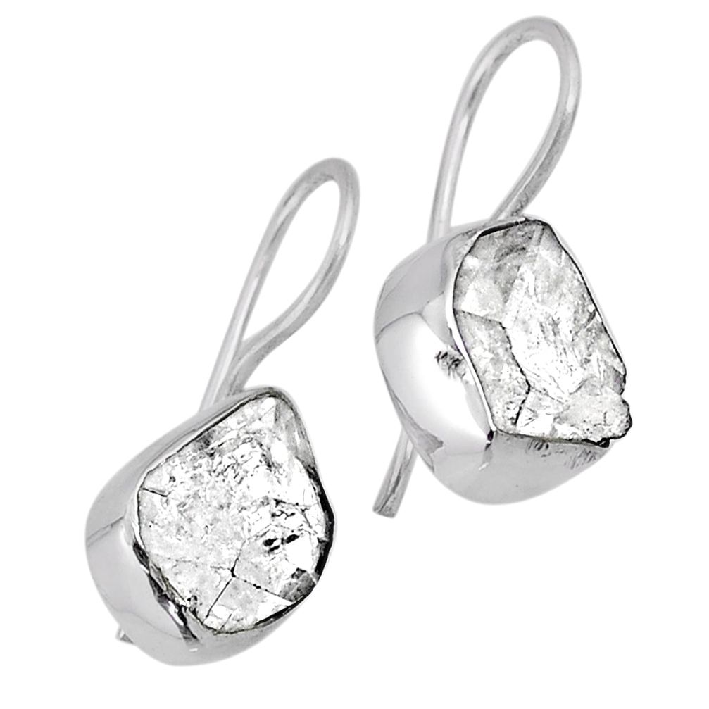 10.32cts natural white herkimer diamond 925 silver dangle earrings r61501