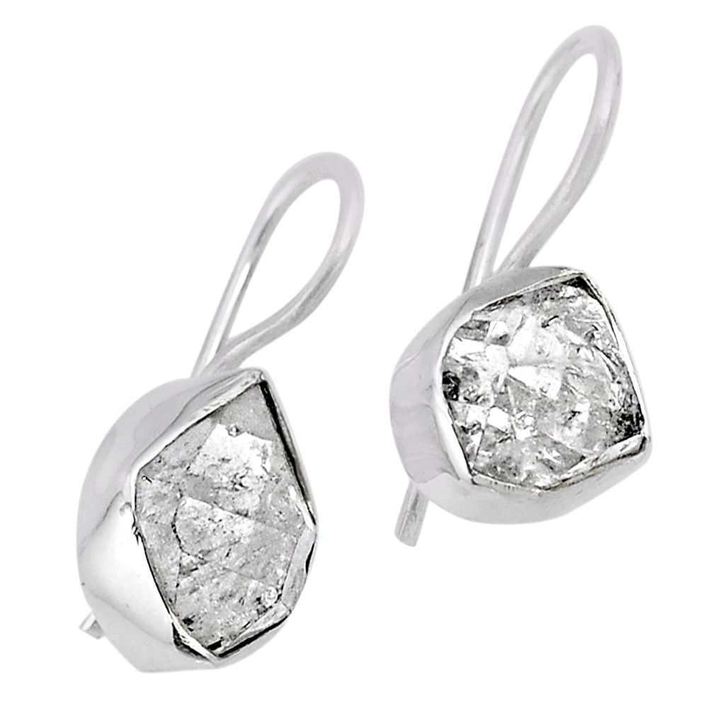 10.32cts natural white herkimer diamond 925 silver dangle earrings r61502