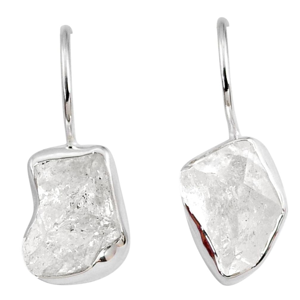 8.93cts natural white herkimer diamond 925 silver dangle earrings r63202