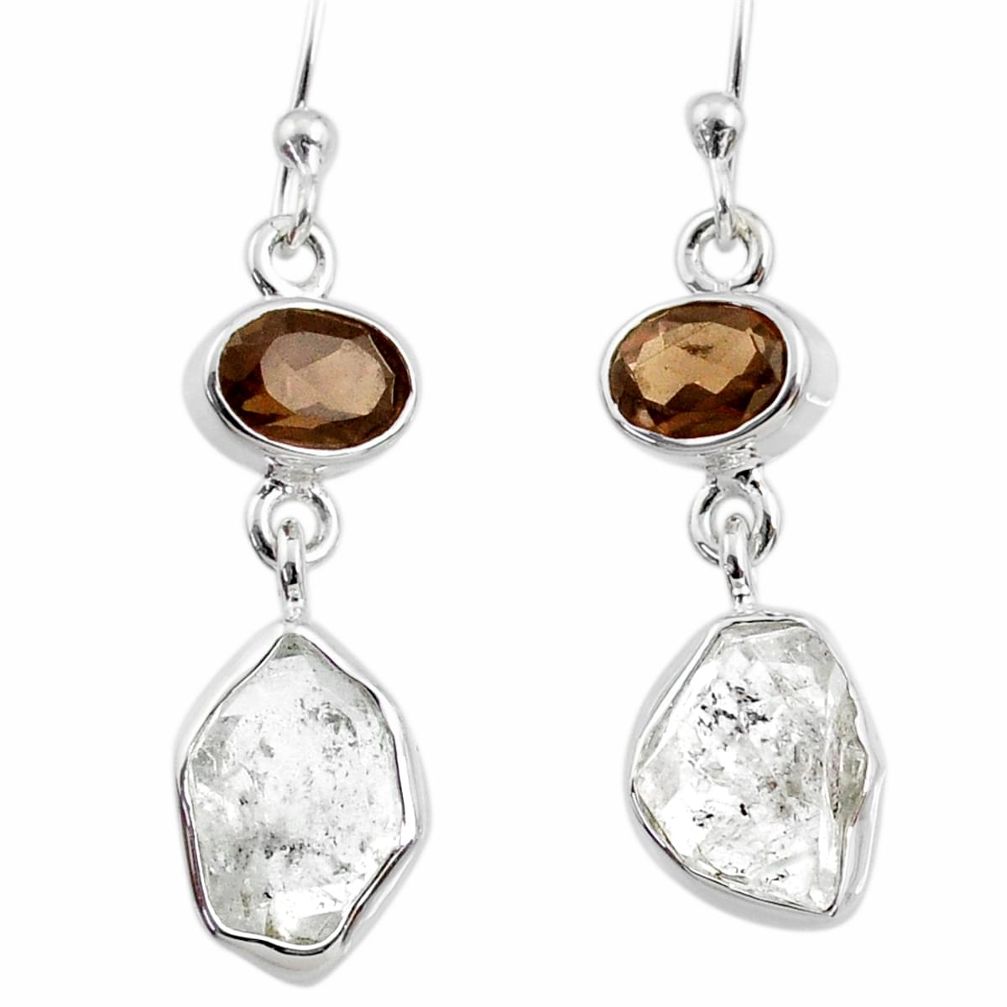 10.95cts natural white herkimer diamond 925 silver dangle earrings r65688