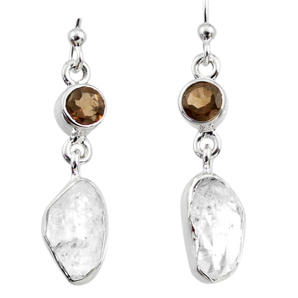 10.42cts natural white herkimer diamond 925 silver dangle earrings r65689