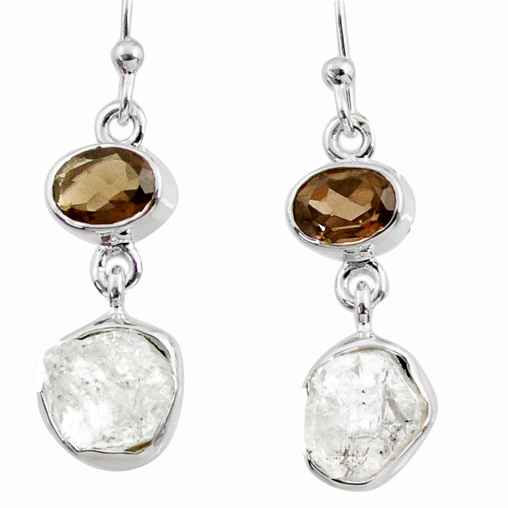 10.97cts natural white herkimer diamond 925 silver dangle earrings r65694
