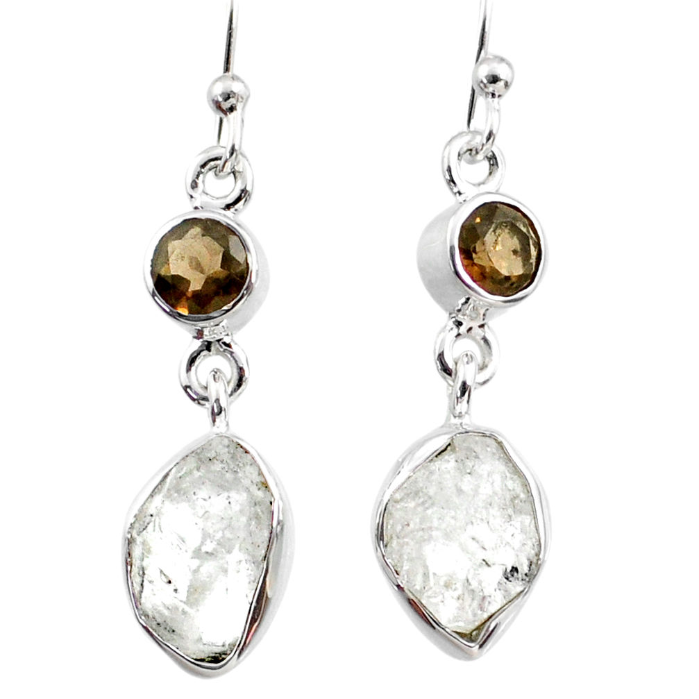 10.33cts natural white herkimer diamond 925 silver dangle earrings r65695