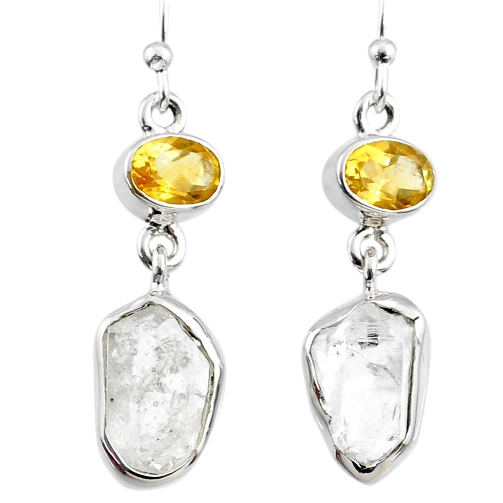 12.12cts natural white herkimer diamond 925 silver dangle earrings r65702