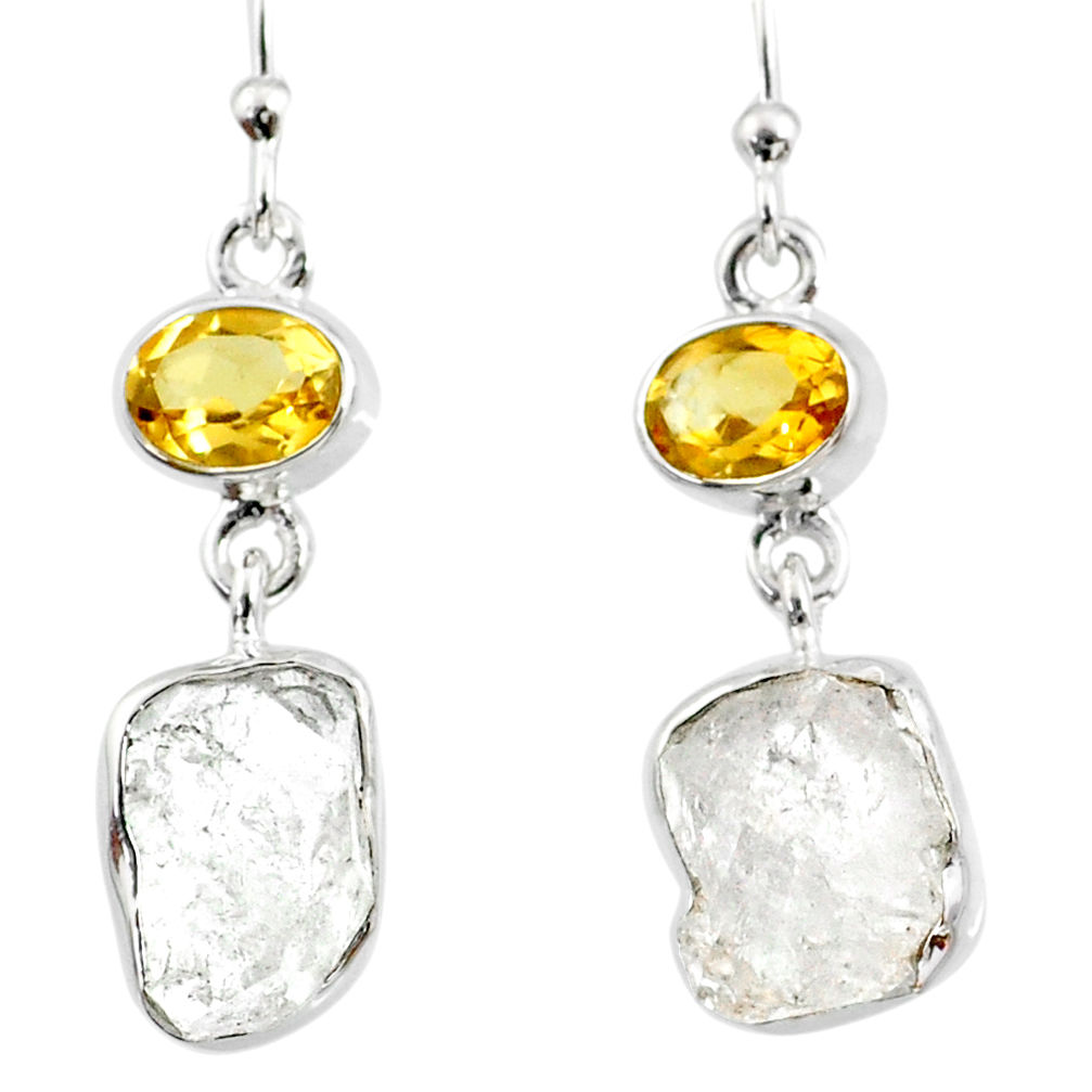 13.02cts natural white herkimer diamond 925 silver dangle earrings r65703