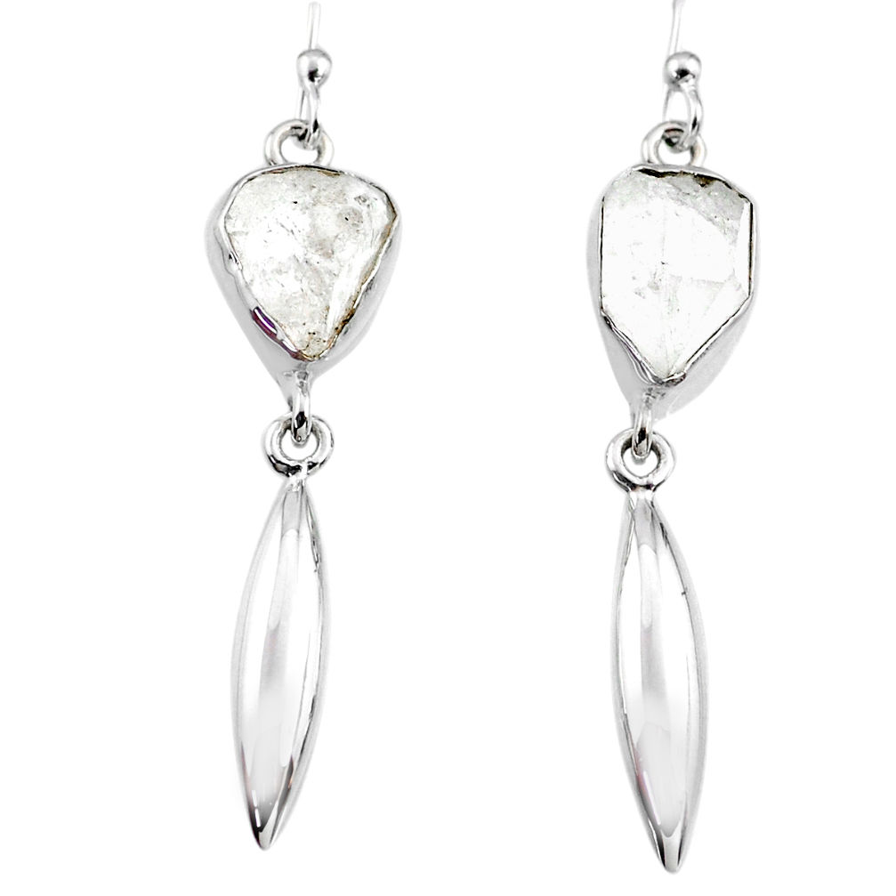 10.19cts natural white herkimer diamond 925 silver dangle earrings r65721