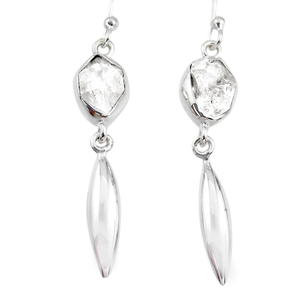 9.59cts natural white herkimer diamond 925 silver dangle earrings r65729