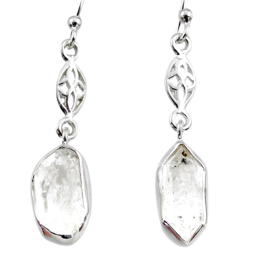 9.25cts natural white herkimer diamond 925 silver dangle earrings r65740