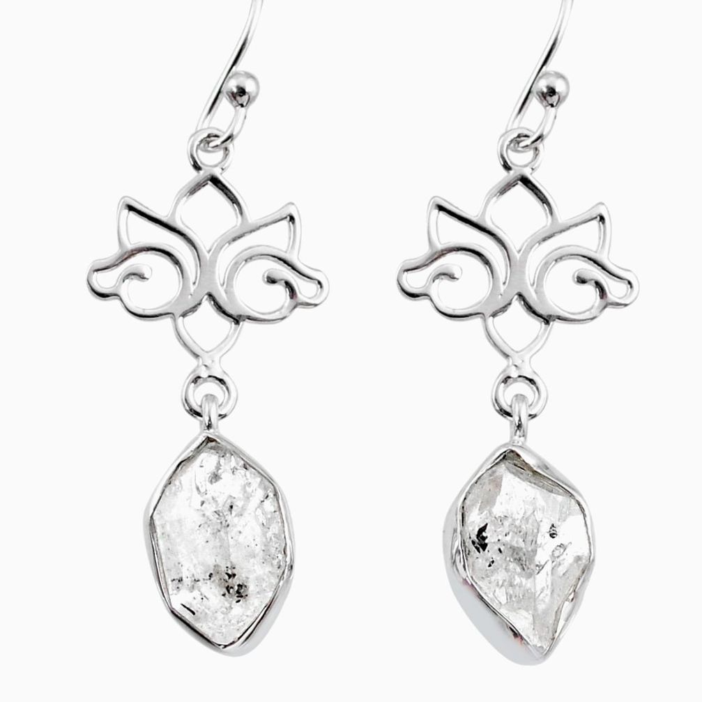 10.19cts natural white herkimer diamond 925 silver dangle earrings r65742