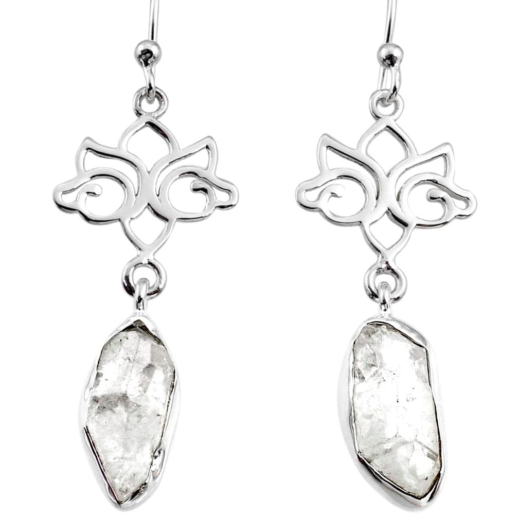 12.60cts natural white herkimer diamond 925 silver dangle earrings r65745