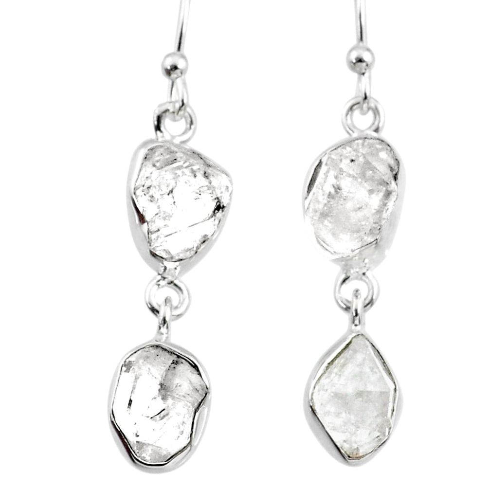 11.57cts natural white herkimer diamond 925 silver dangle earrings r65782