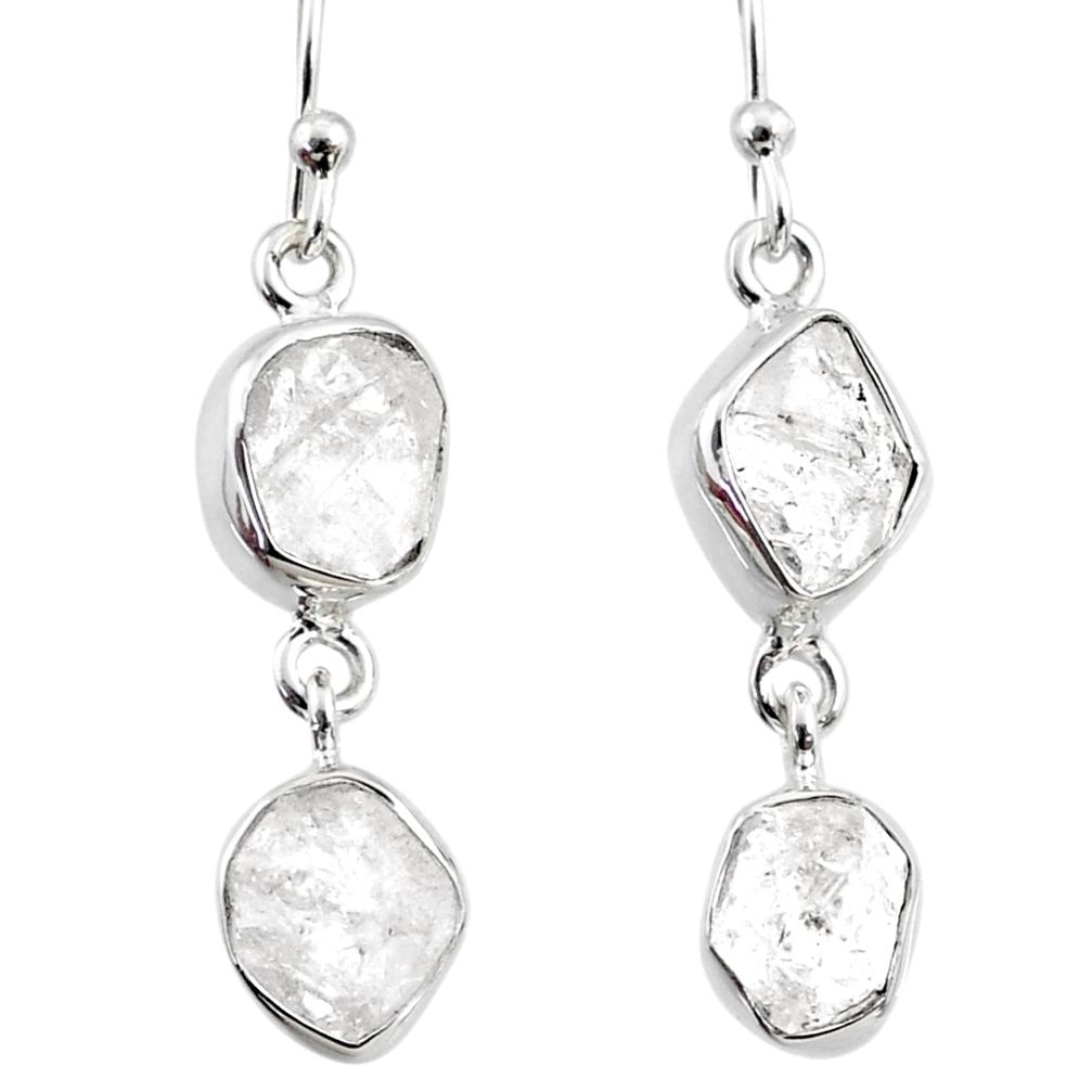 12.12cts natural white herkimer diamond 925 silver dangle earrings r65783