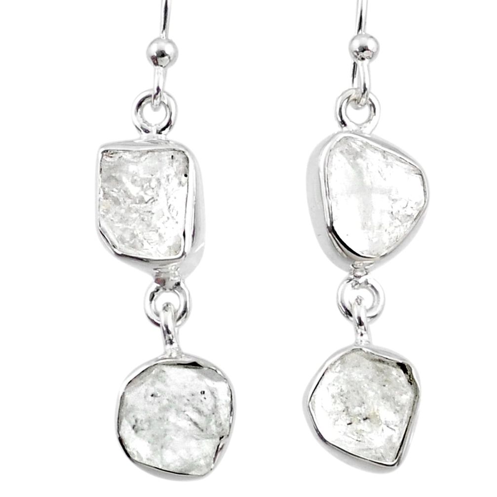 12.17cts natural white herkimer diamond 925 silver dangle earrings r65785