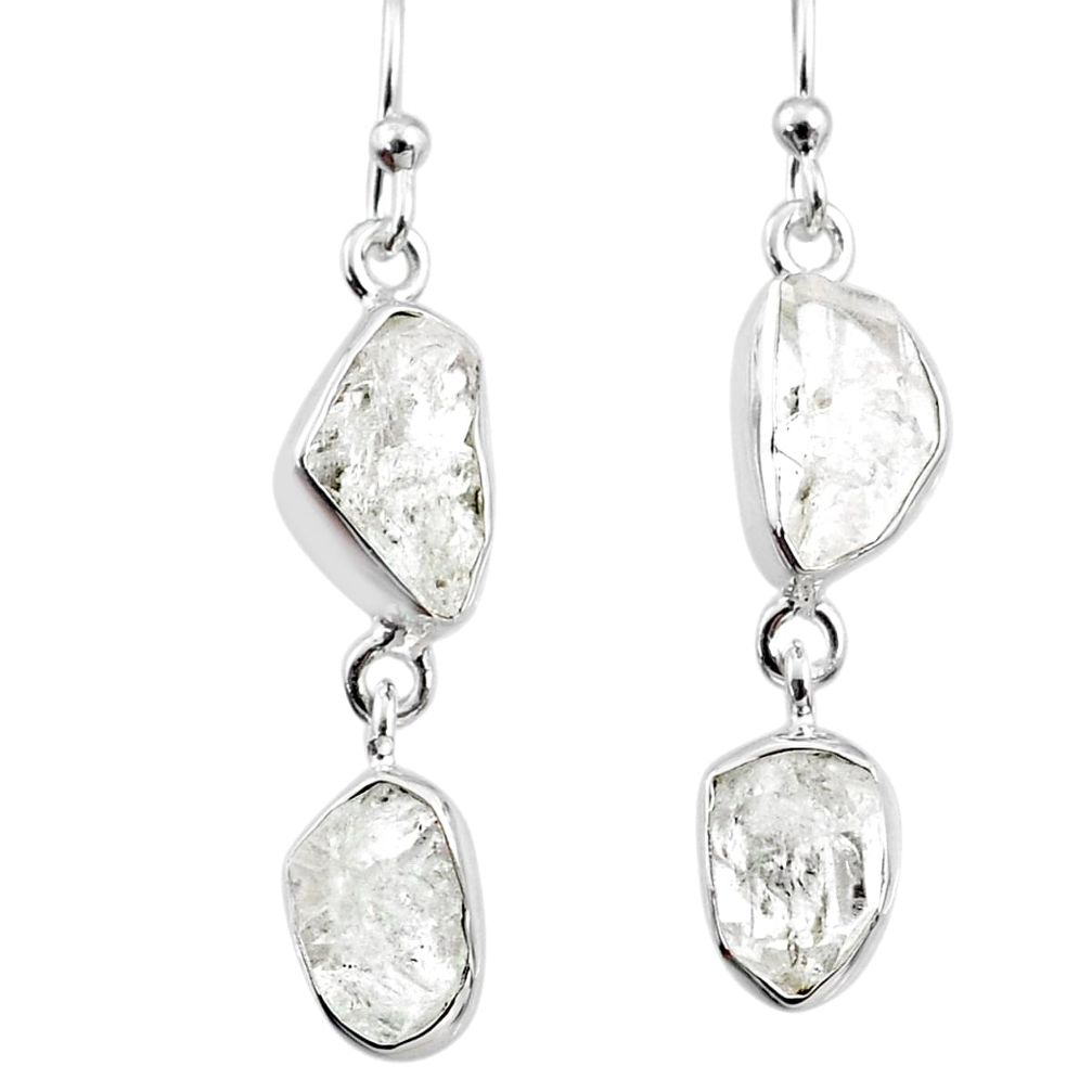 11.68cts natural white herkimer diamond 925 silver dangle earrings r65786