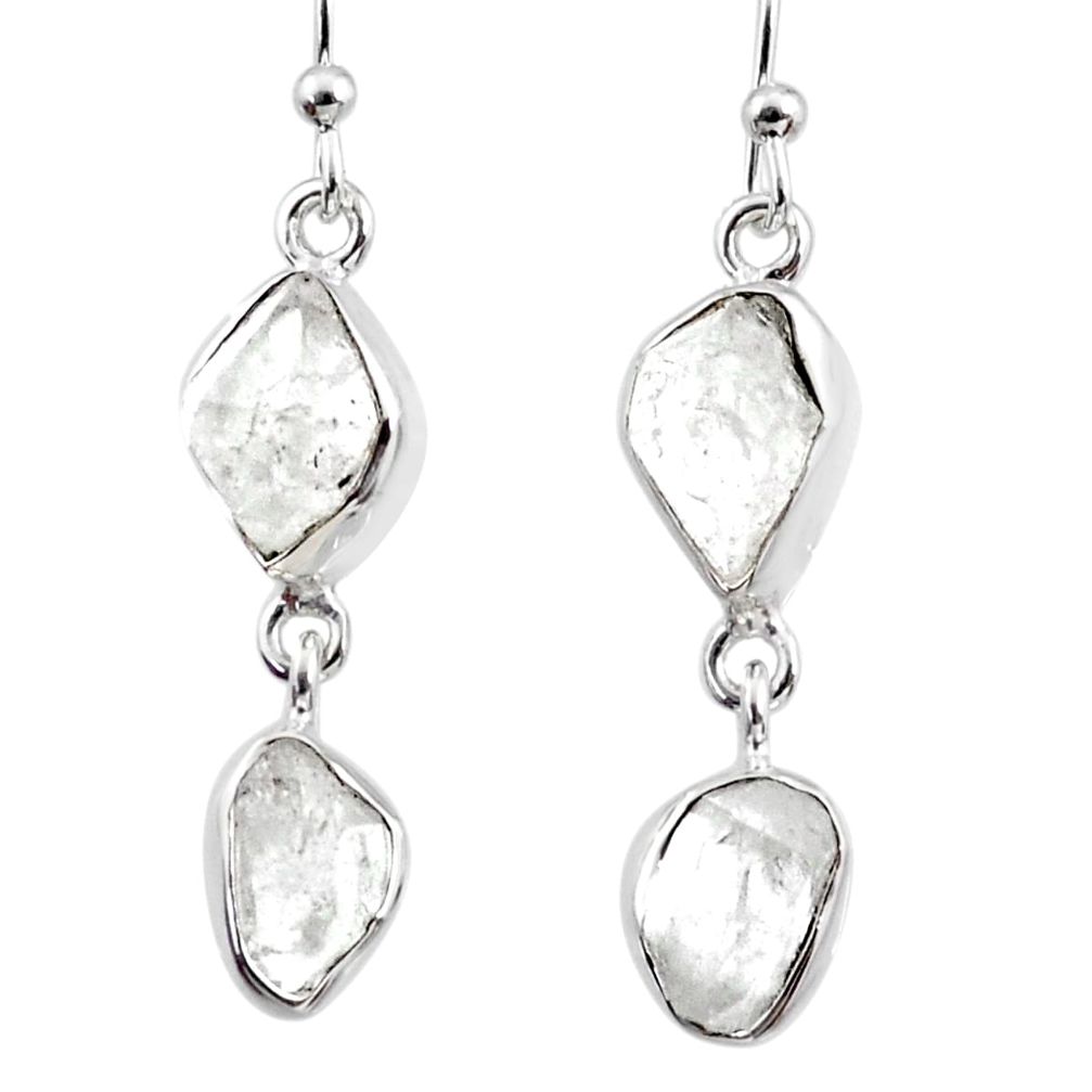 11.18cts natural white herkimer diamond 925 silver dangle earrings r65787