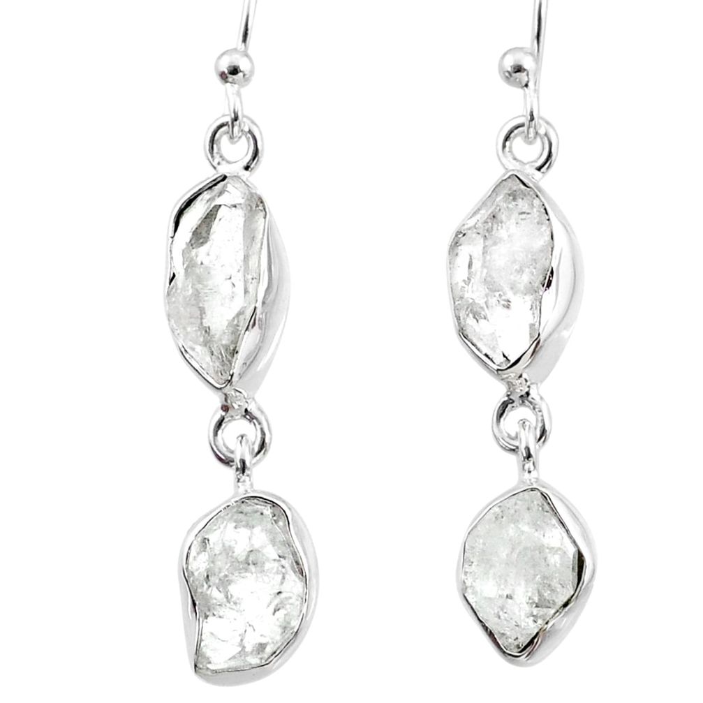 12.05cts natural white herkimer diamond 925 silver dangle earrings r65789