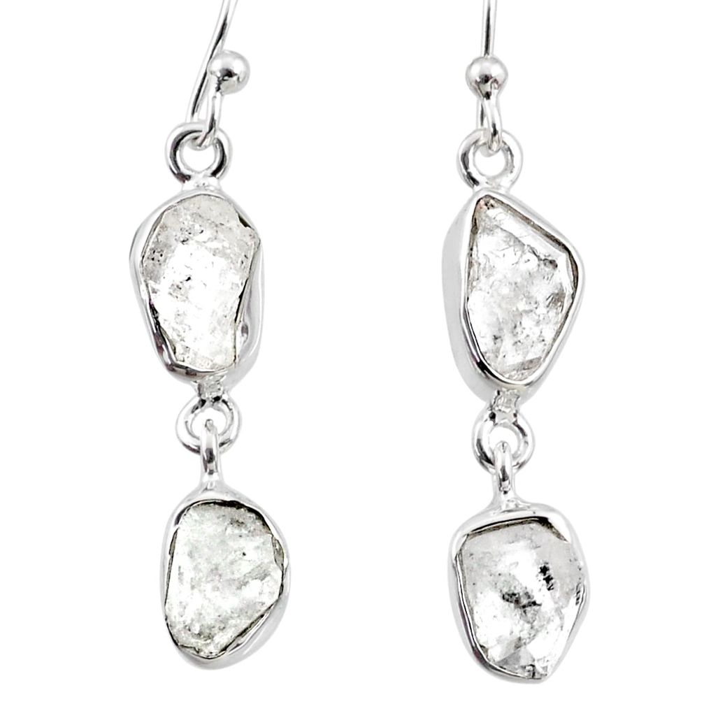 11.15cts natural white herkimer diamond 925 silver dangle earrings r65792