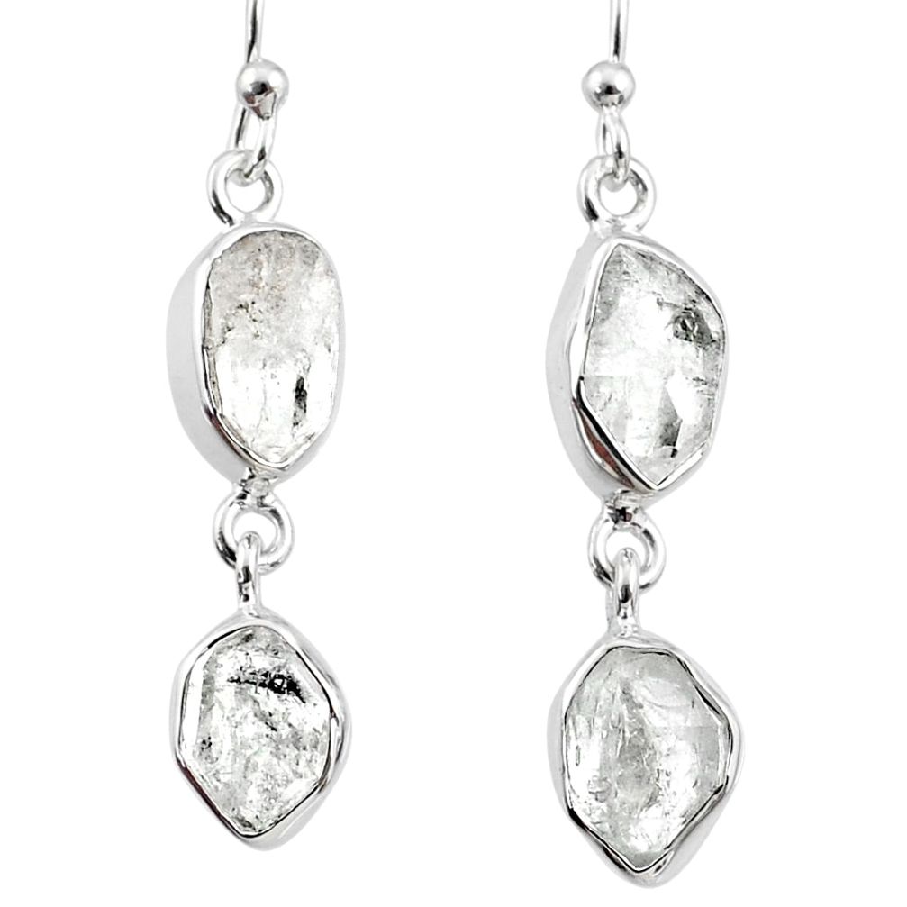 11.68cts natural white herkimer diamond 925 silver dangle earrings r65793