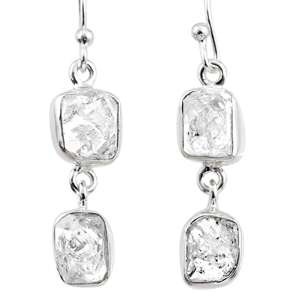 11.41cts natural white herkimer diamond 925 silver dangle earrings r65794