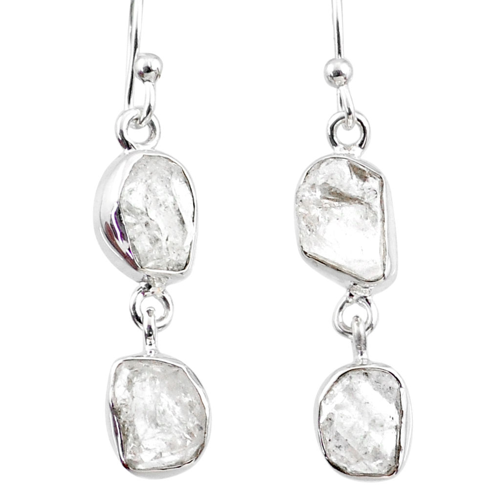 11.15cts natural white herkimer diamond 925 silver dangle earrings r65796