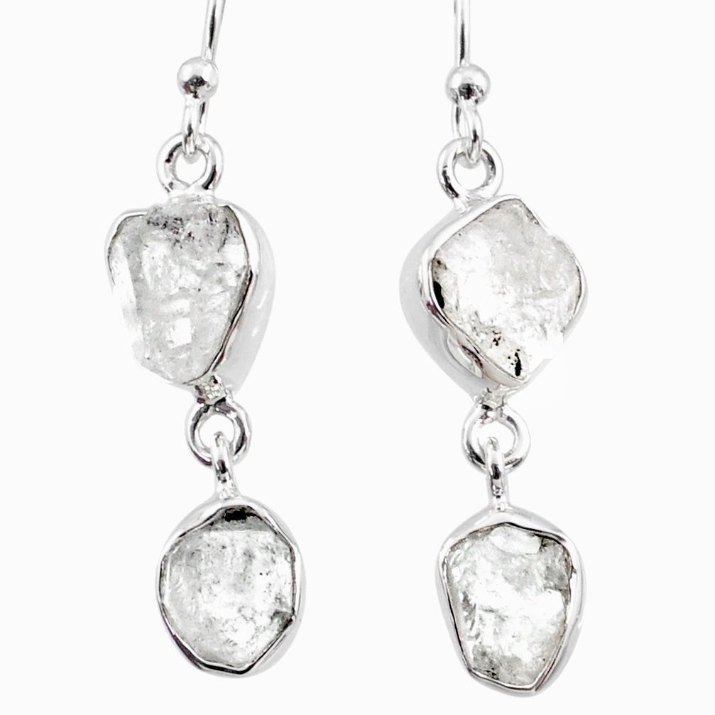 11.09cts natural white herkimer diamond 925 silver dangle earrings r65798
