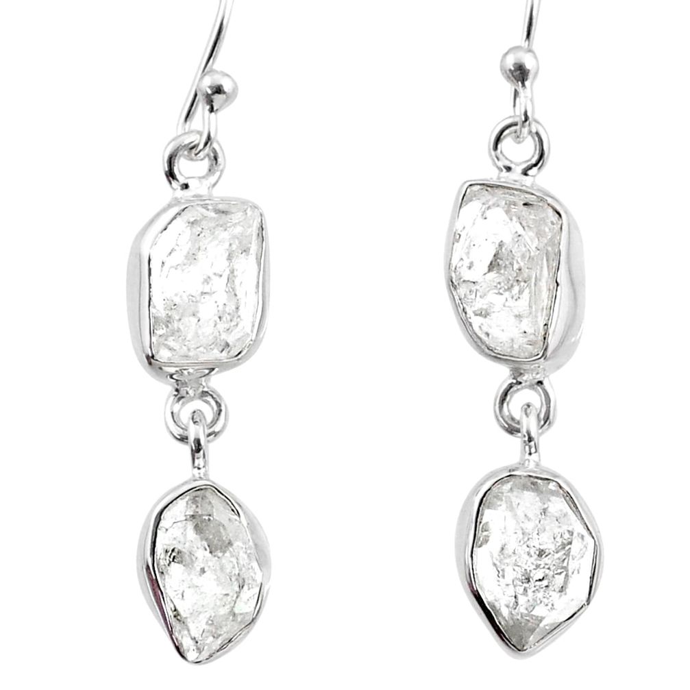 11.89cts natural white herkimer diamond 925 silver dangle earrings r65800