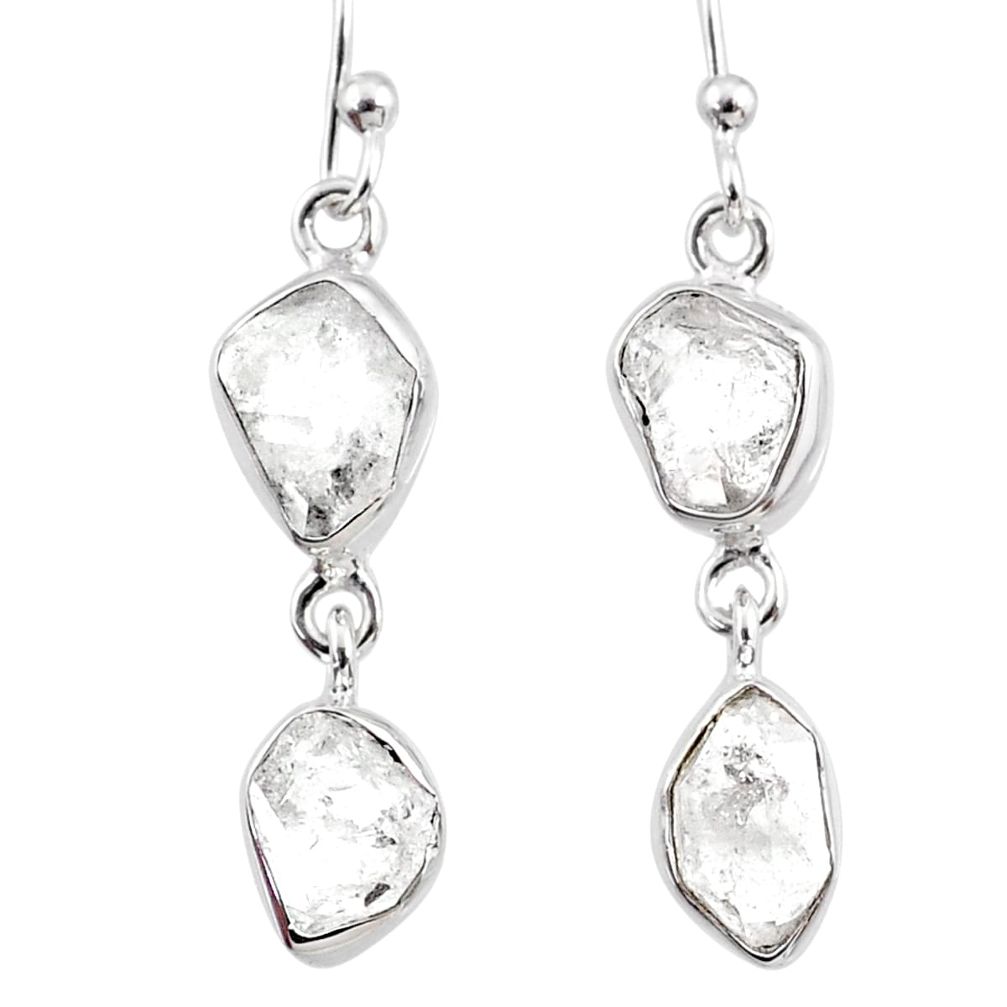 10.95cts natural white herkimer diamond 925 silver dangle earrings r65802