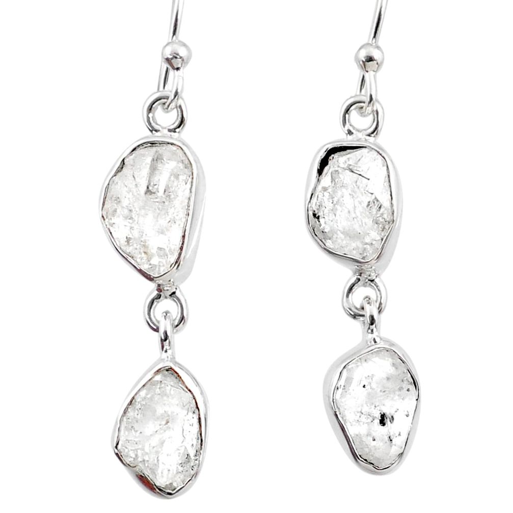 11.02cts natural white herkimer diamond 925 silver dangle earrings r65803