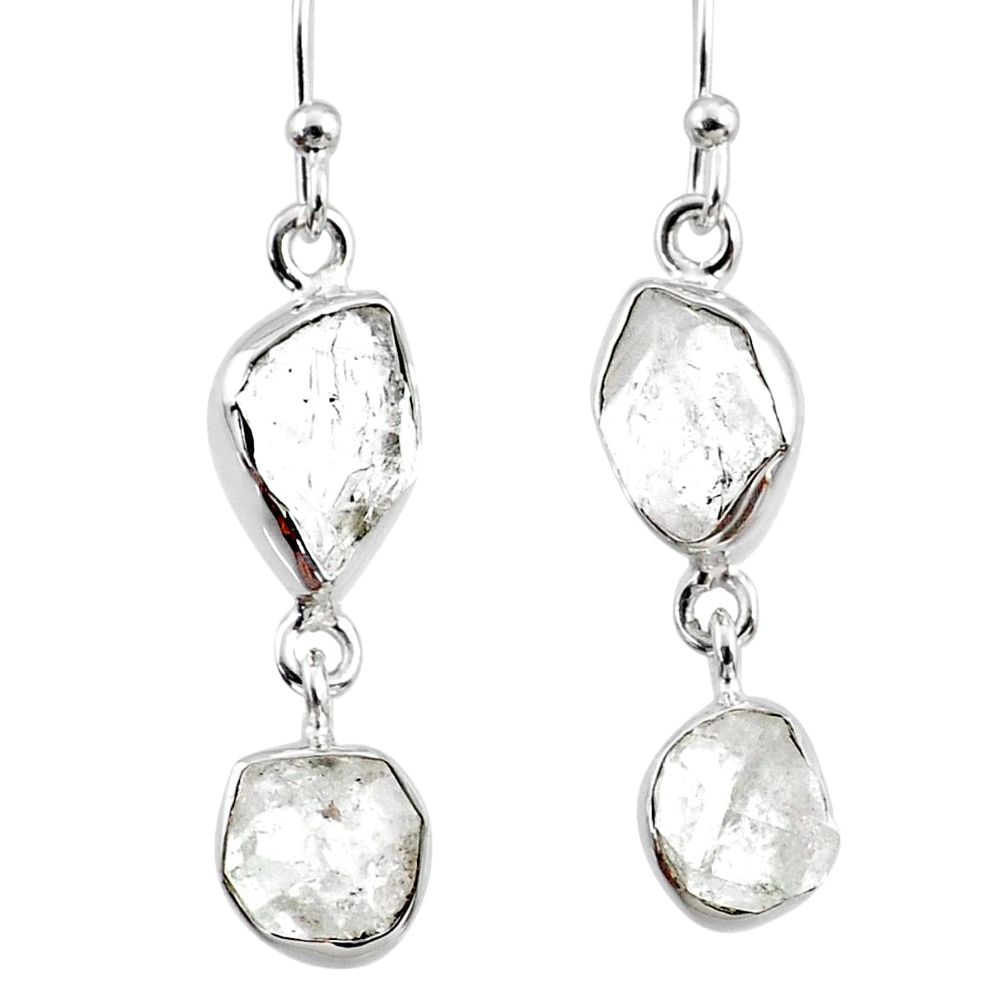 11.09cts natural white herkimer diamond 925 silver dangle earrings r65804