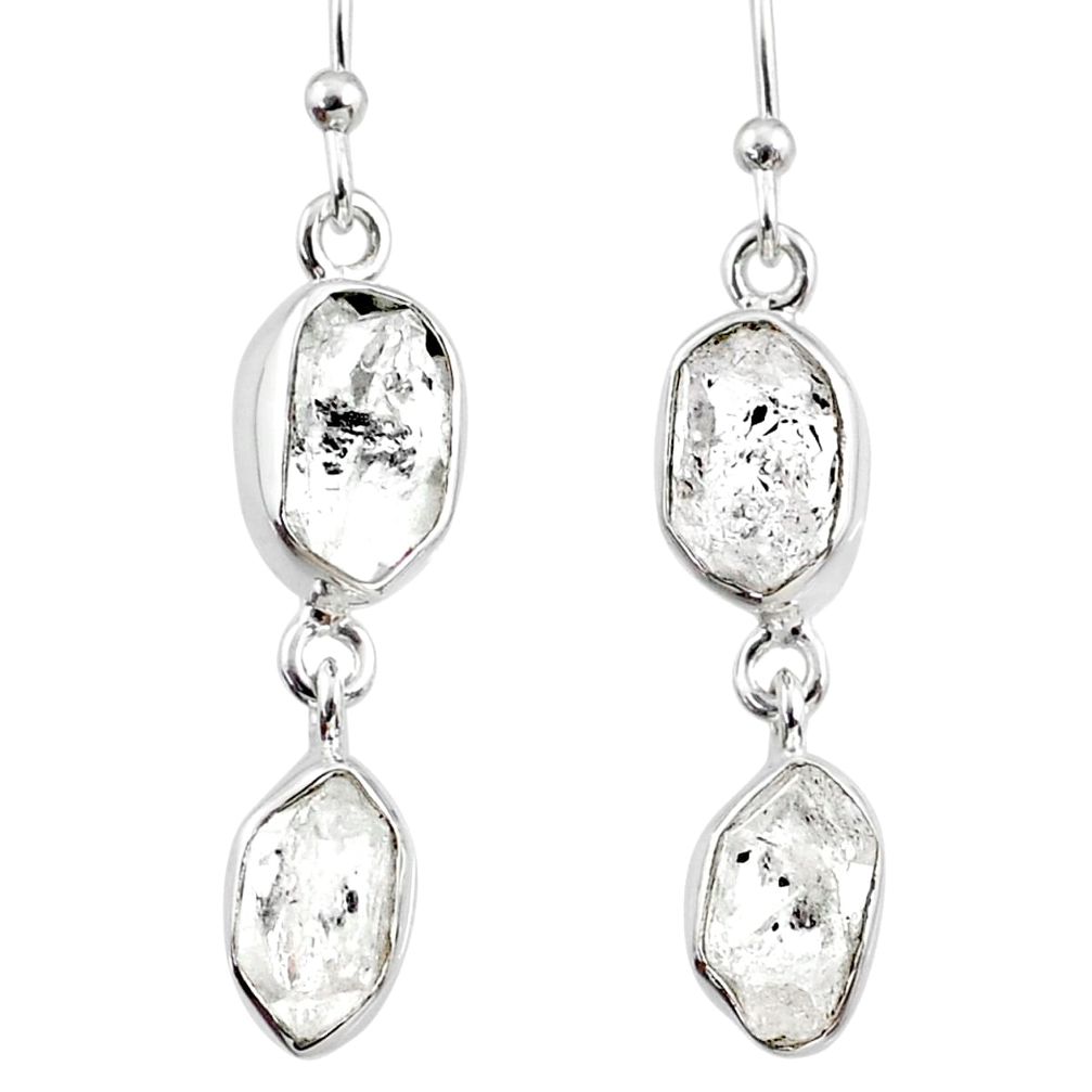 11.18cts natural white herkimer diamond 925 silver dangle earrings r65806