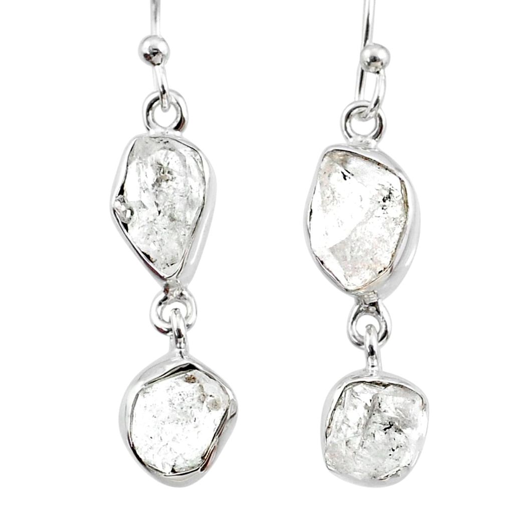 10.86cts natural white herkimer diamond 925 silver dangle earrings r65808